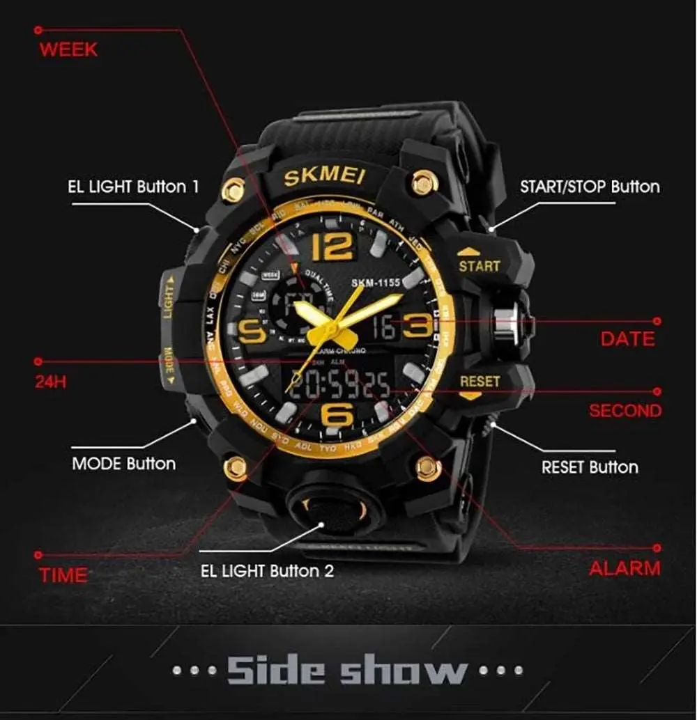 1155 Analog Digital Wrist watch For Men, Boys Red - Image 5