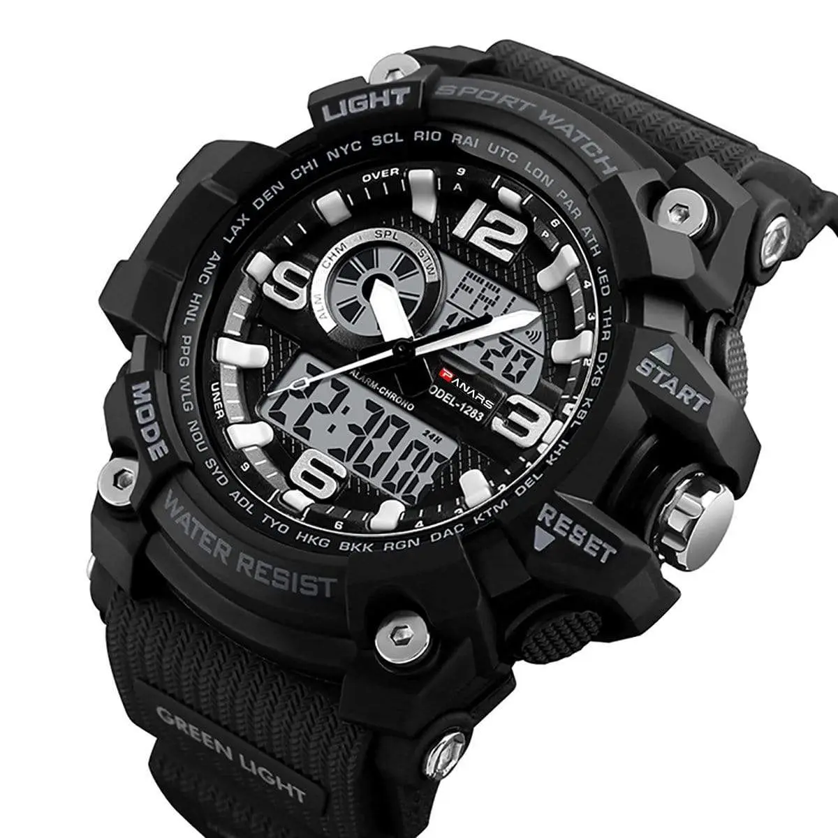 1283 Analog Digital Sports watch for Men Black - Image 3