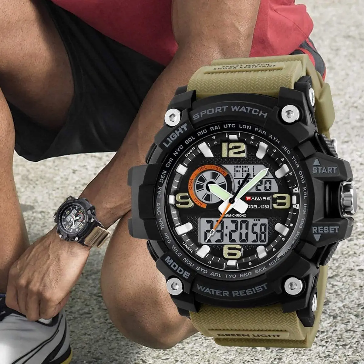 1283 Analog Digital Sports watch for Men Black - Image 5