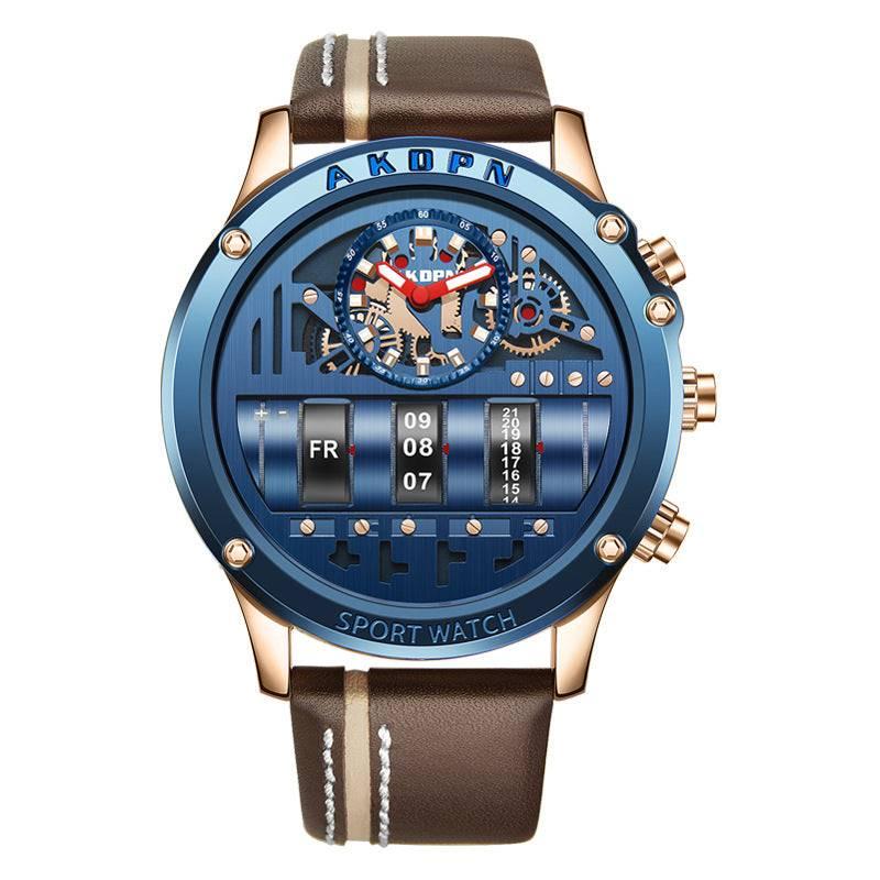 AKDPN Luxury Style Automatic Watch Leather Strap Chronograph Watch For Men A9022 - Image 6