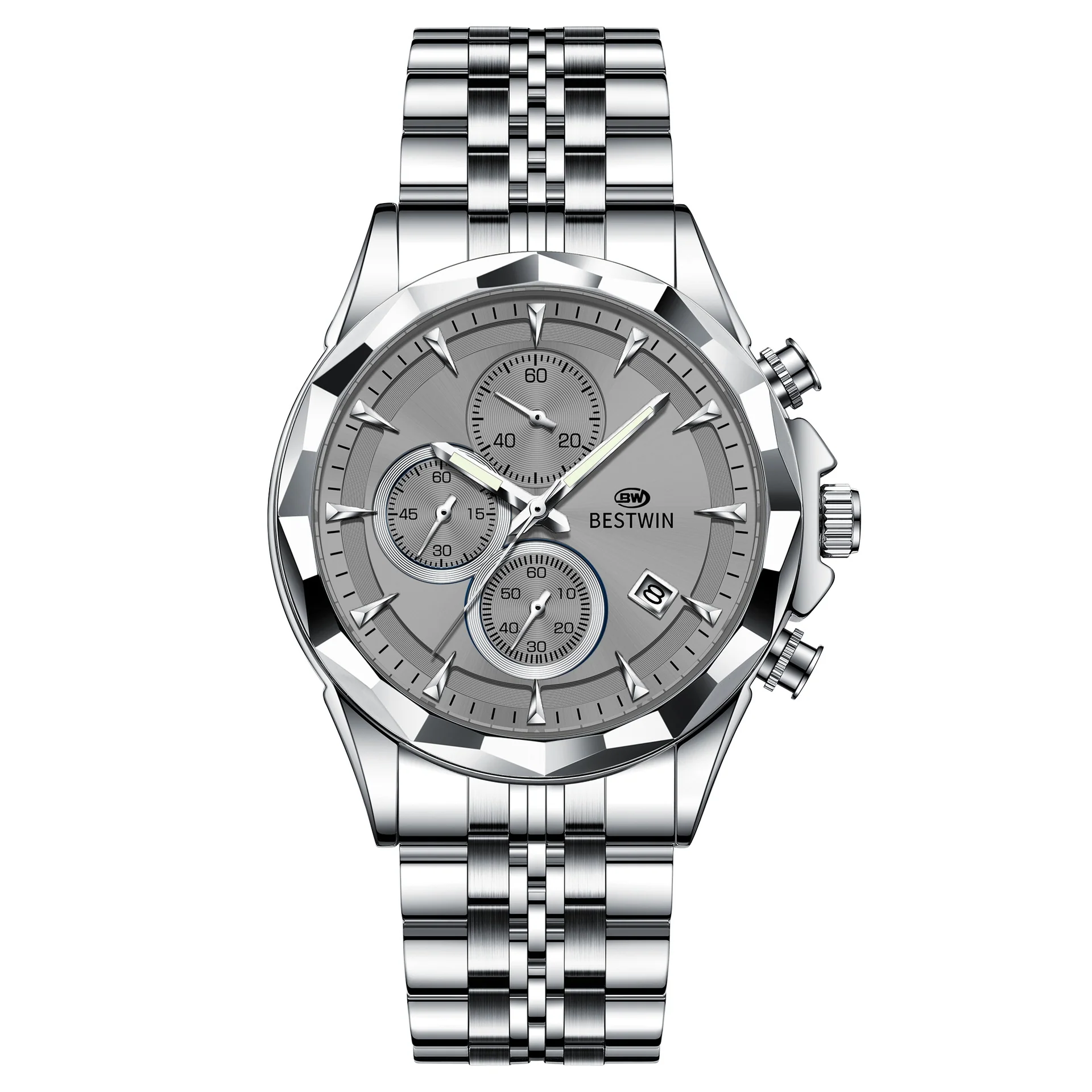 Bestwin BW1734 Luminous thin steel quartz watch for men - Image 21