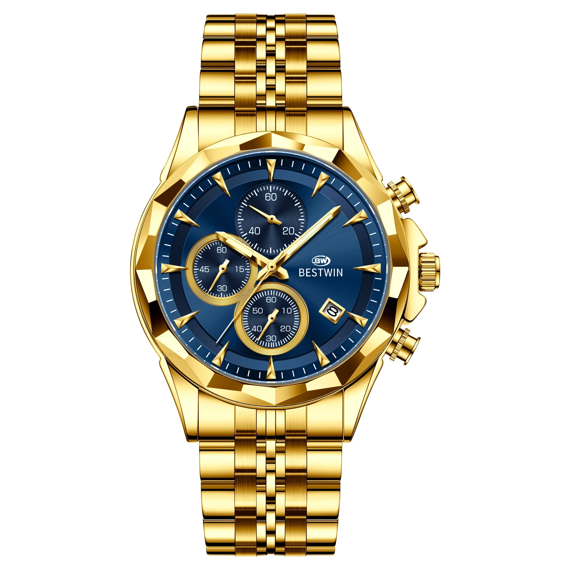 Bestwin BW1734 Luminous thin steel quartz watch for men - Image 9
