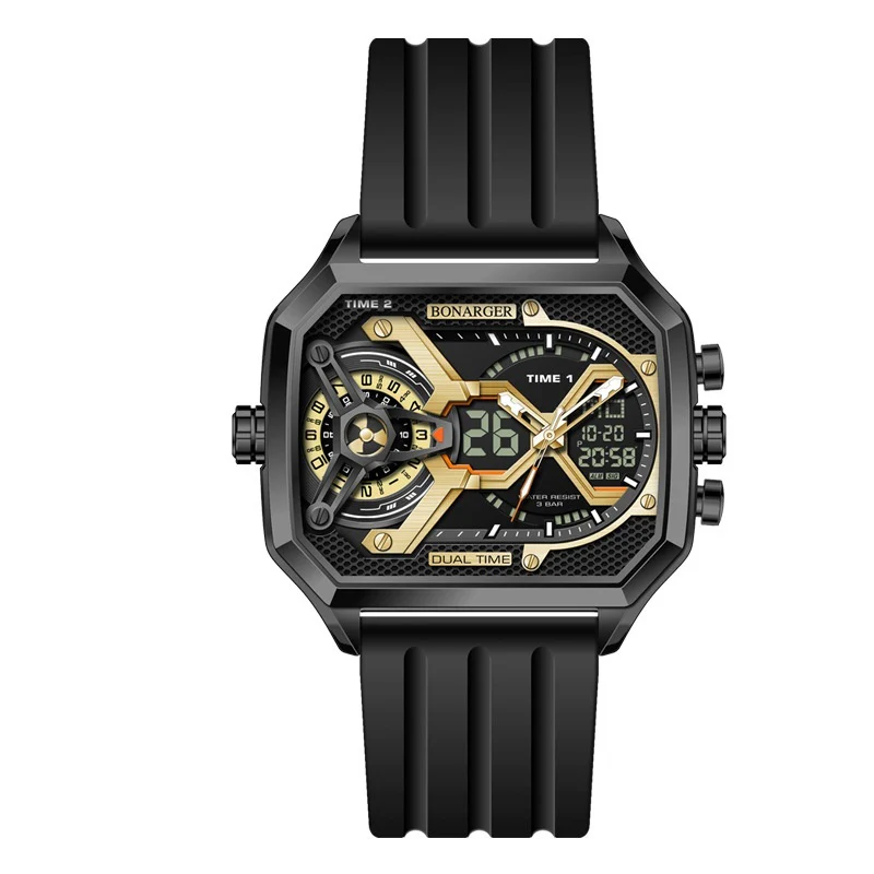 Bonarger 8026 Electronic Multi-functional Sports Luminous Waterproof Watch For Men - Image 3