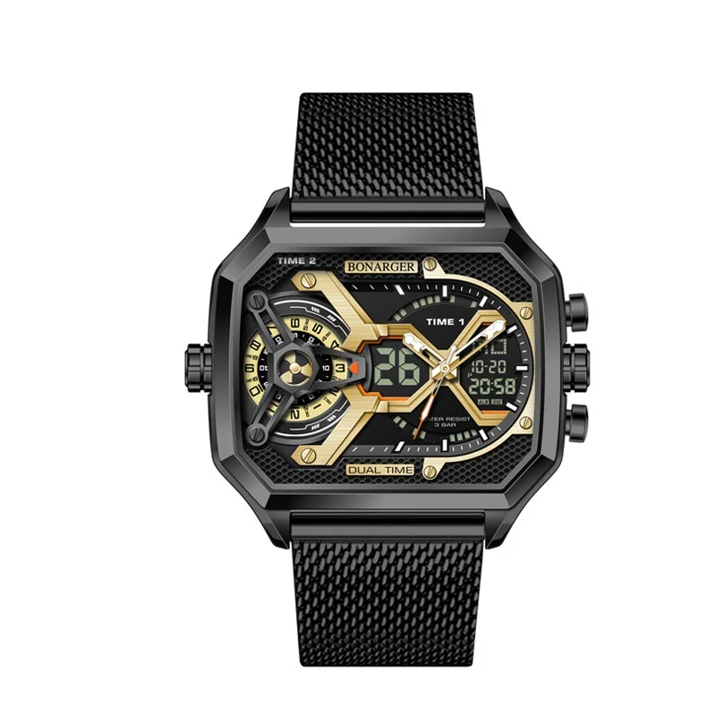 Bonarger 8026 Electronic Multi-functional Sports Luminous Waterproof Watch For Men - Image 4