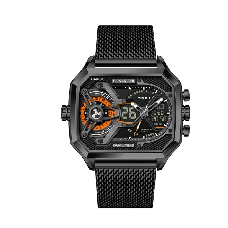 Bonarger 8026 Electronic Multi-functional Sports Luminous Waterproof Watch For Men - Image 9