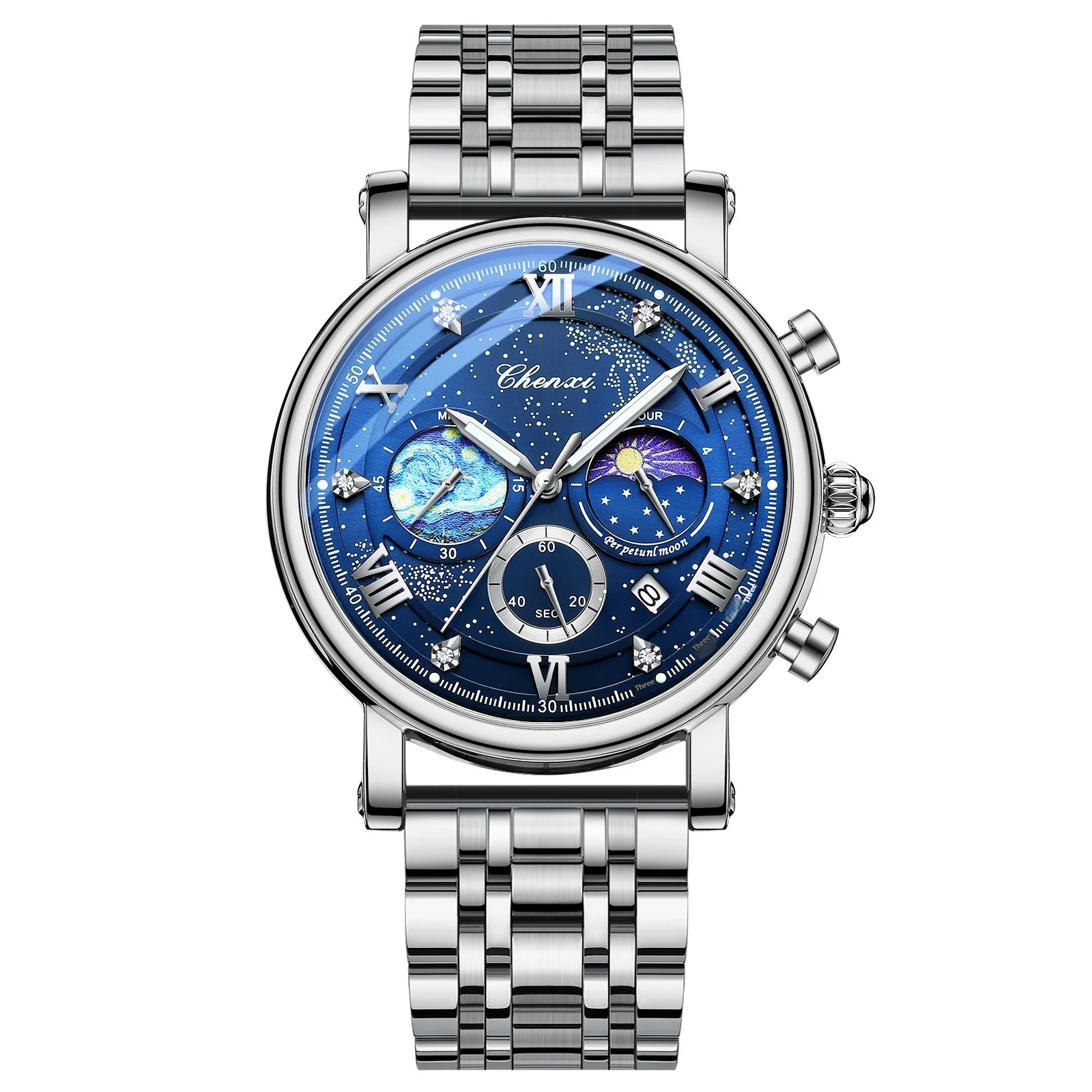 Chenxi CX972 Multifunctional Luminous Moon Phase Calendar Watch For Men - Image 11