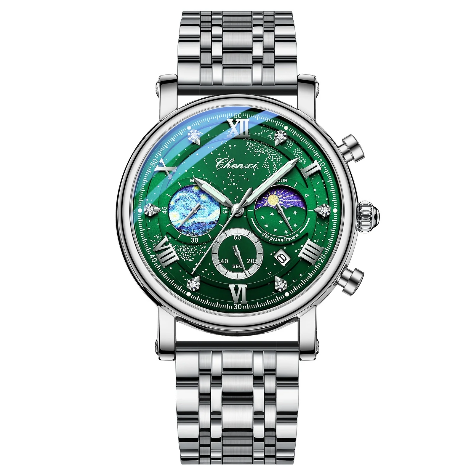 Chenxi CX972 Multifunctional Luminous Moon Phase Calendar Watch For Men - Image 12