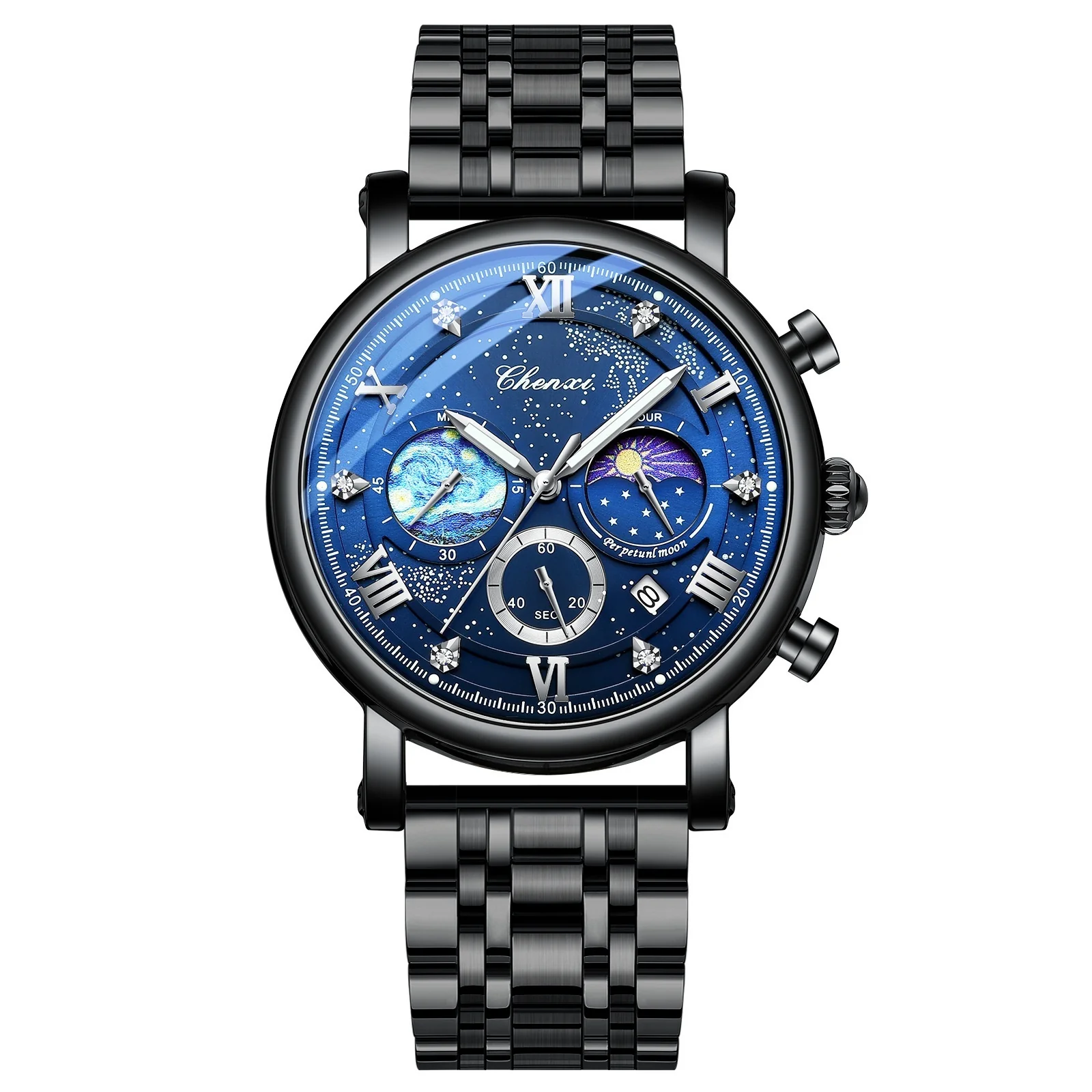 Chenxi CX972 Multifunctional Luminous Moon Phase Calendar Watch For Men - Image 9