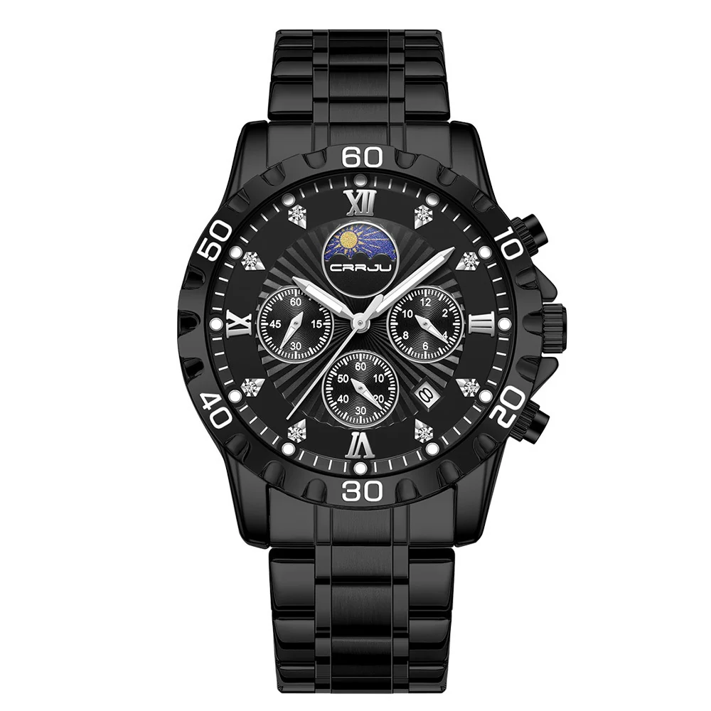CRRJU 2320 Multifunctional Moon Phase Calendar Quartz Watch for Men - Image 2