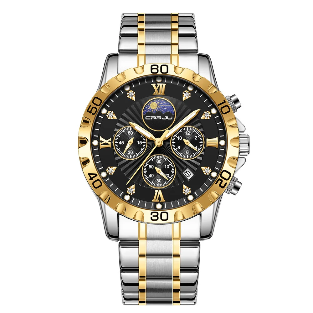 CRRJU 2320 Multifunctional Moon Phase Calendar Quartz Watch for Men - Image 3