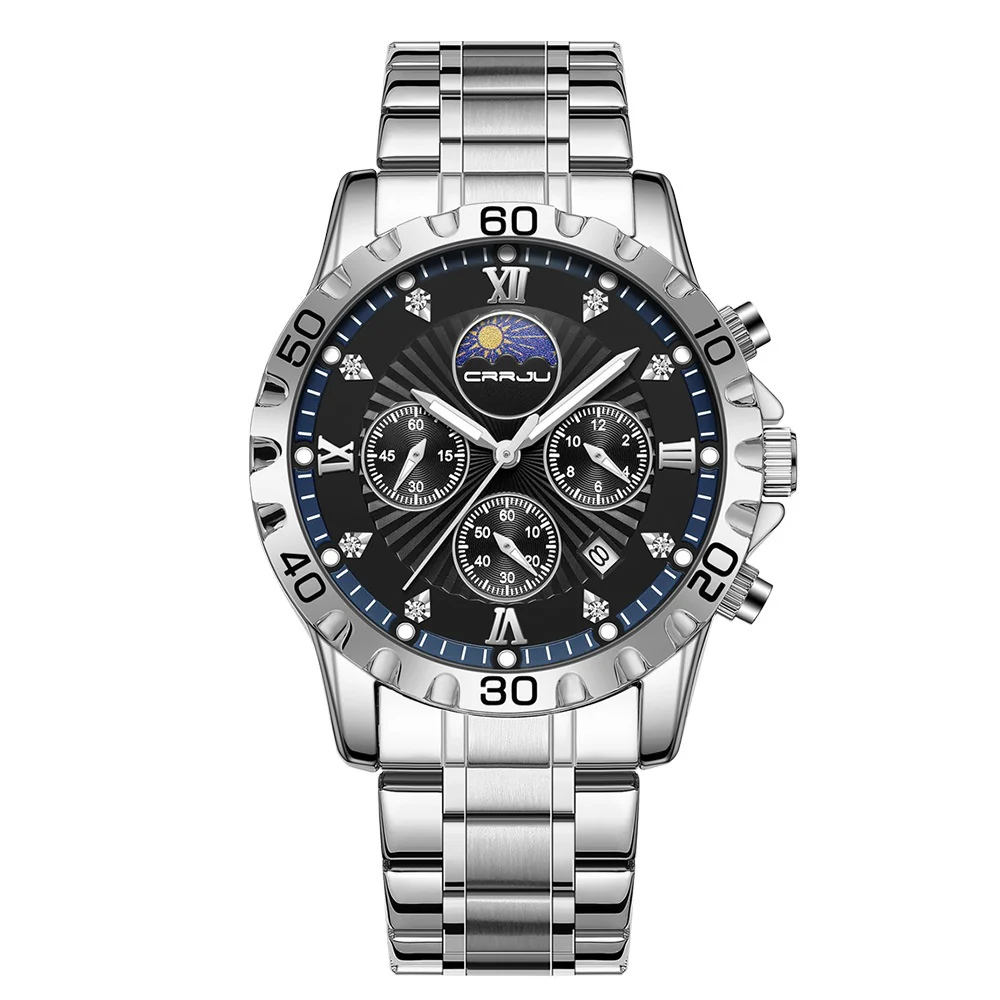 CRRJU 2320 Multifunctional Moon Phase Calendar Quartz Watch for Men - Image 6