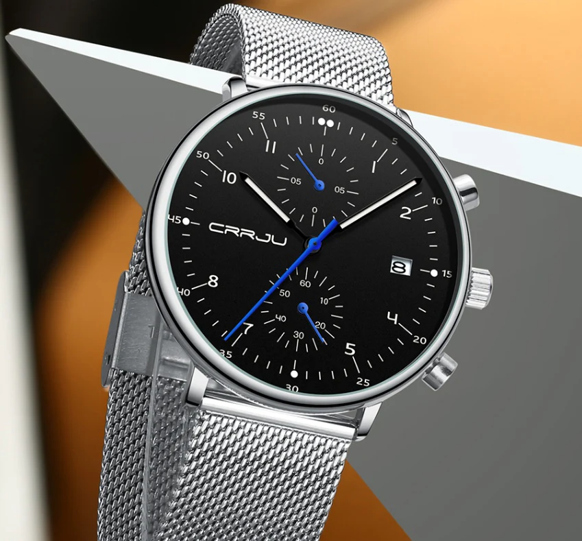CRRJU Luxury Stainless Steel Quartz calendar watch for men 2278 - Image 2
