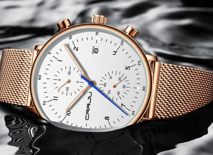 CRRJU Luxury Stainless Steel Quartz calendar watch for men 2278 - Image 3