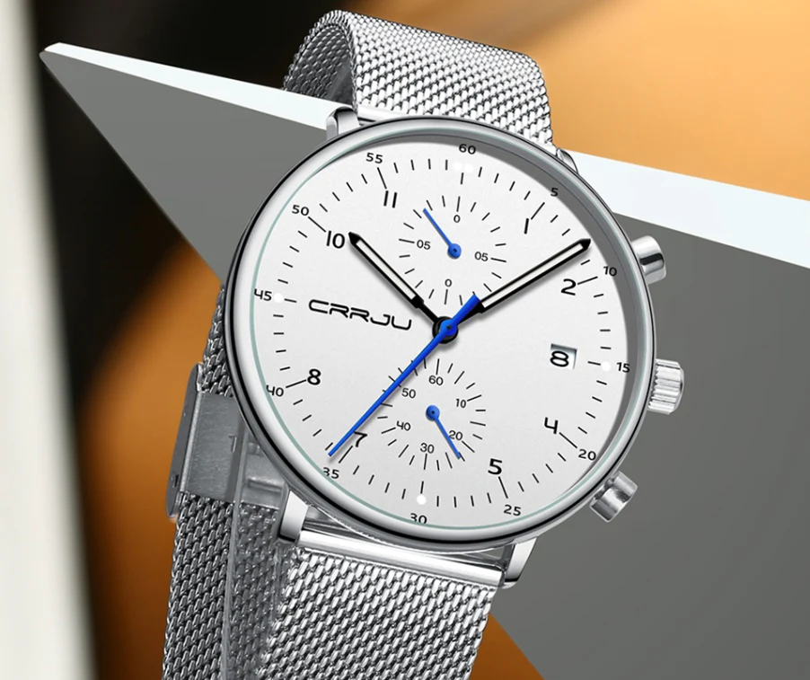 CRRJU Luxury Stainless Steel Quartz calendar watch for men 2278 - Image 5