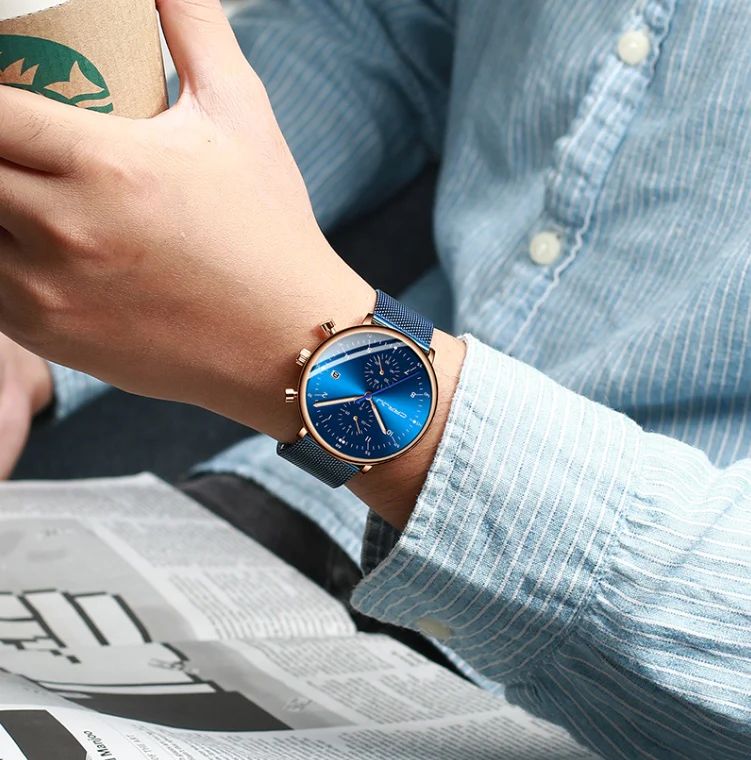 CRRJU Luxury Stainless Steel Quartz calendar watch for men 2278 - Image 7