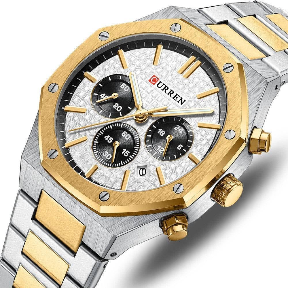 Curren 8440 Men's Octagonal Business Steel Belt Waterproof Calendar Quartz Watch - Image 3