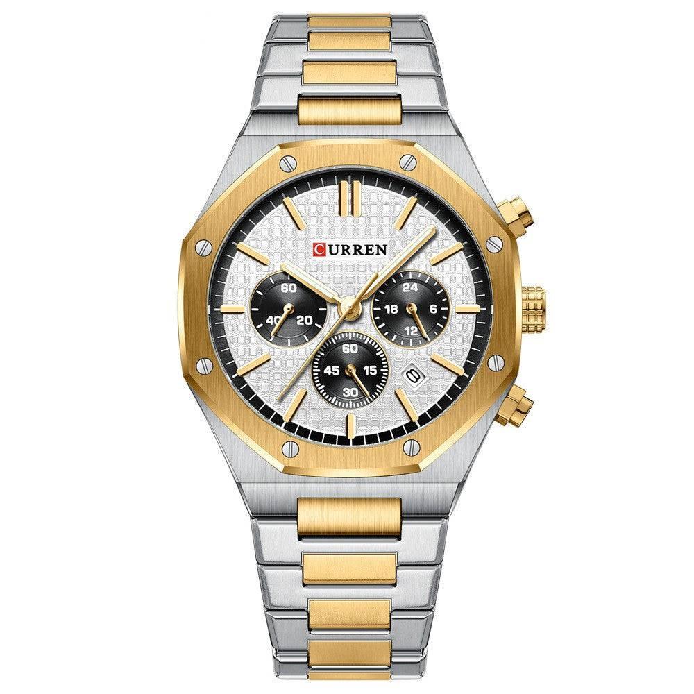 Curren 8440 Men's Octagonal Business Steel Belt Waterproof Calendar Quartz Watch - Image 5