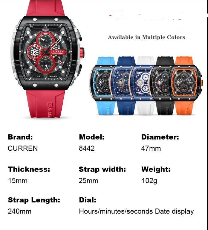 Curren 8442 Men's Six-pin Quartz Tape Men's Watch - Image 9