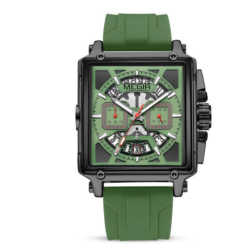 Megir Square Waterproof Luminous Sports Quartz Multi-function Watch - Image 5