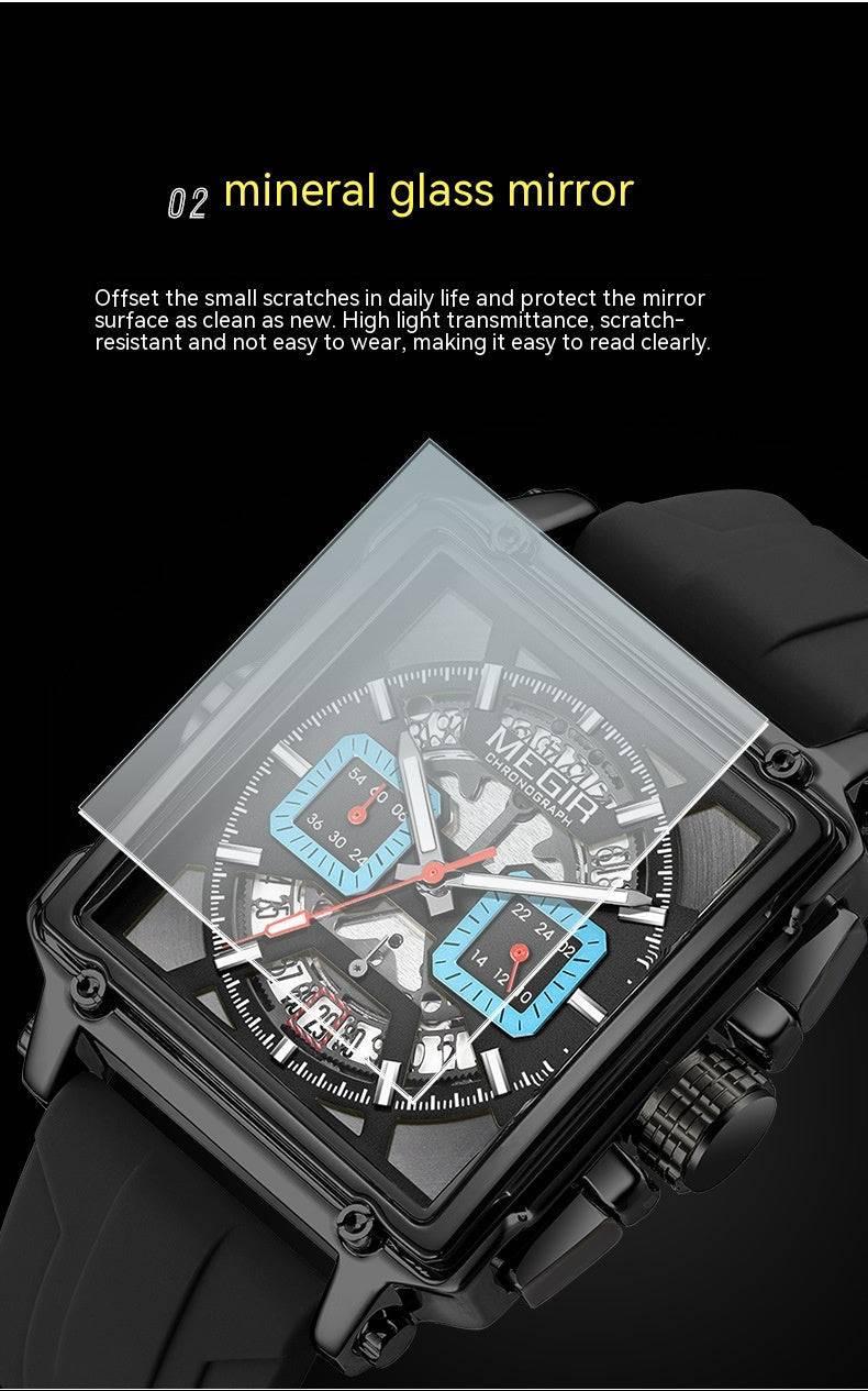 Megir Square Waterproof Luminous Sports Quartz Multi-function Watch - Image 9
