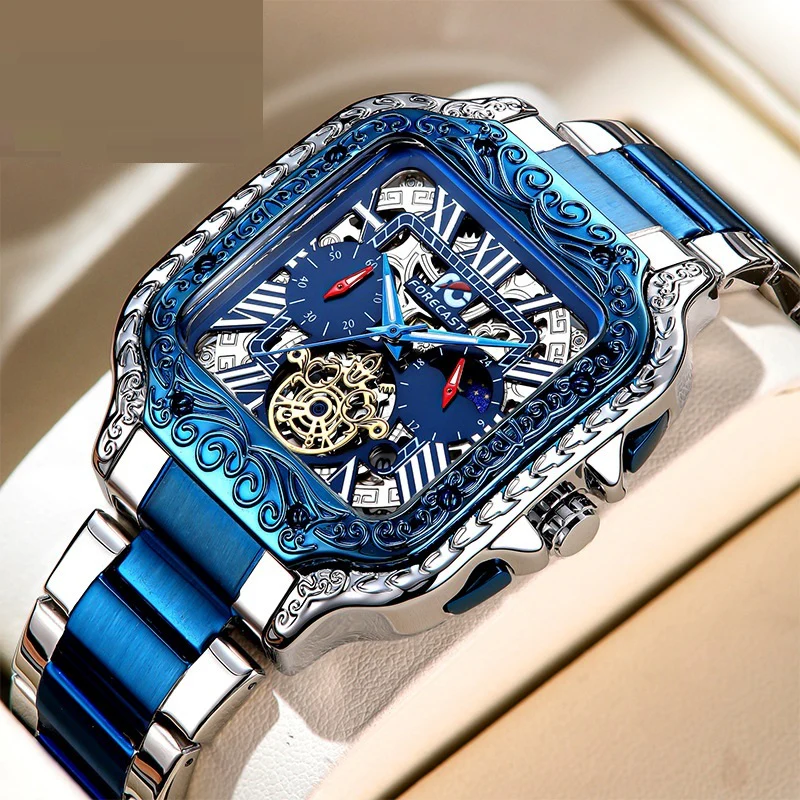 Forecast Retro Square Carved Multifunctional wrist watch for Men - Image 7
