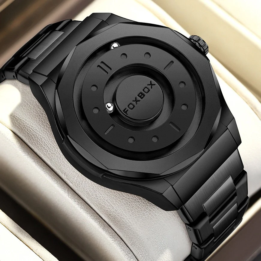 Foxbox Creative Personality Magnetic Suspension Ball Quartz Watch for Men