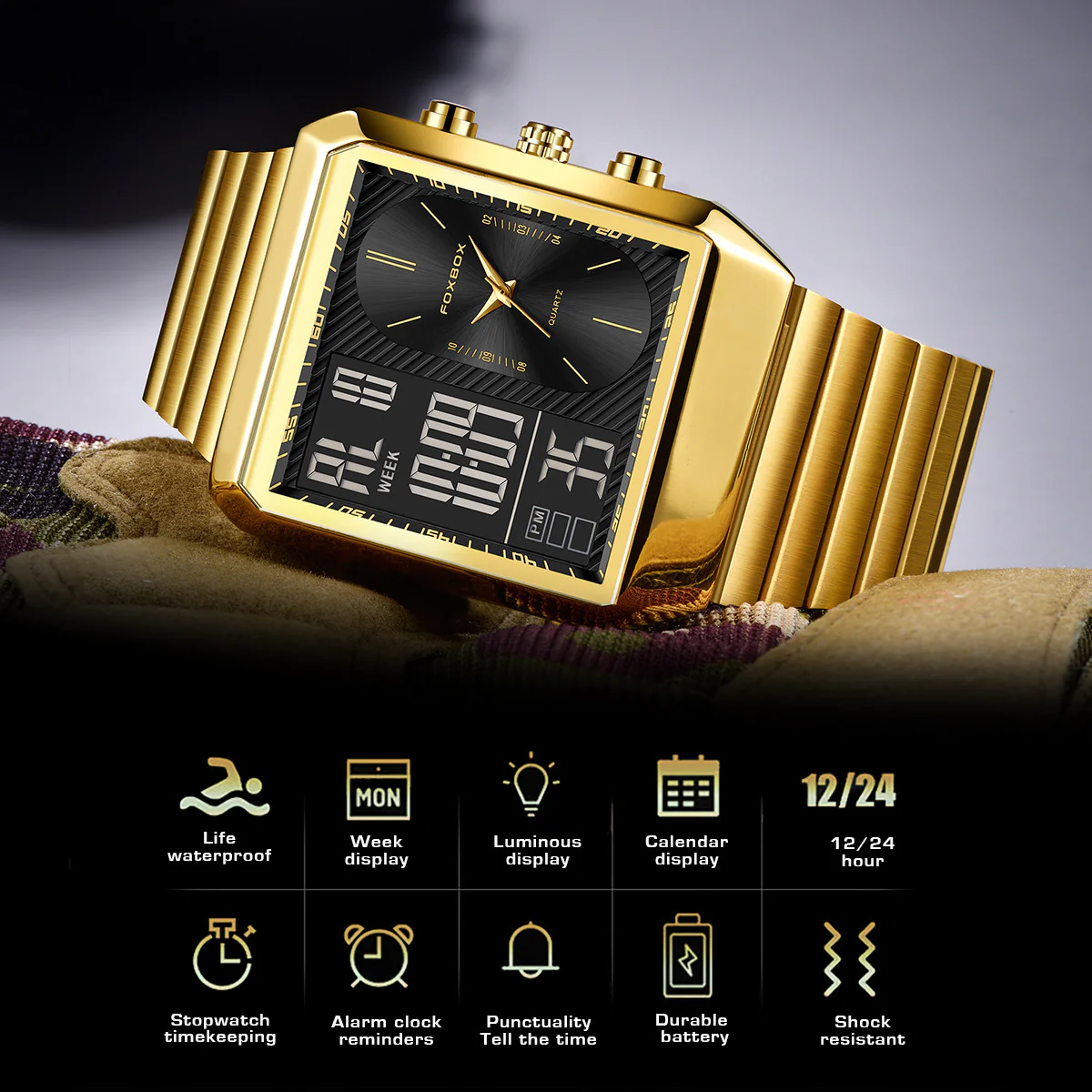 Foxbox FB007 1 Analog Digital Stylish And Versatile Quartz watch for men - Image 2
