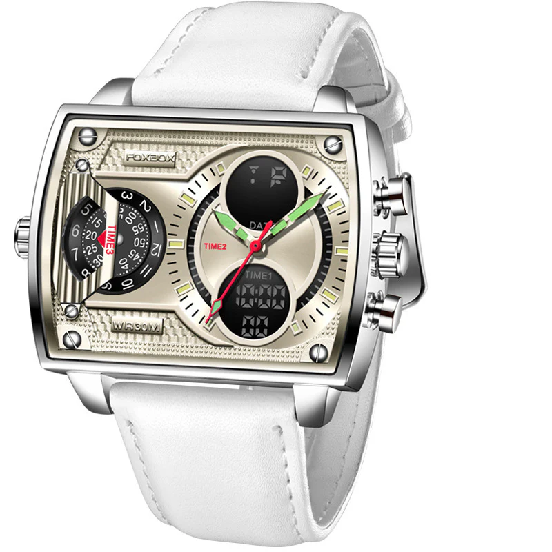 Foxbox Quartz Electronic Dual Display Multi-function Square watch for Men FB009 - Image 6