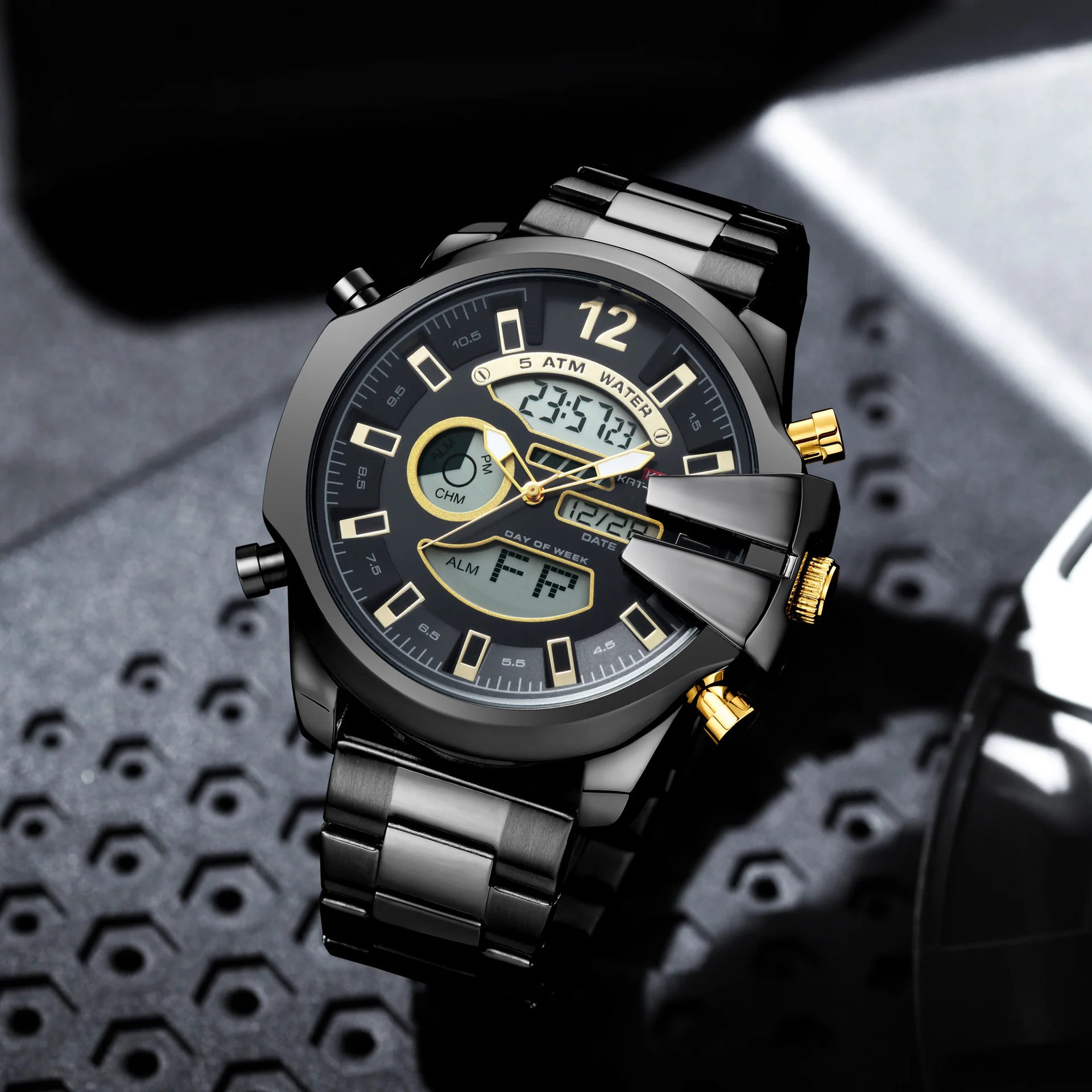 KAT 1183 Double Display Alarm Clock Led Sports Steel Watch for Men - Image 2