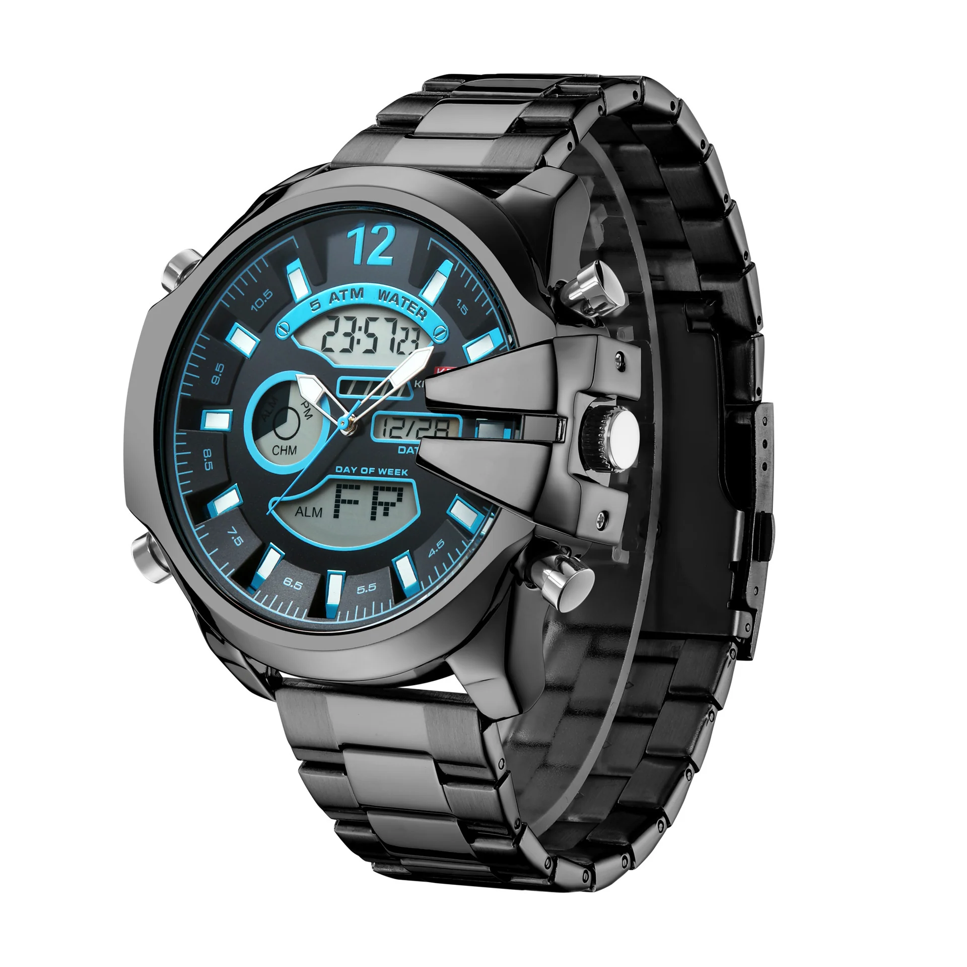 KAT 1183 Double Display Alarm Clock Led Sports Steel Watch for Men - Image 3