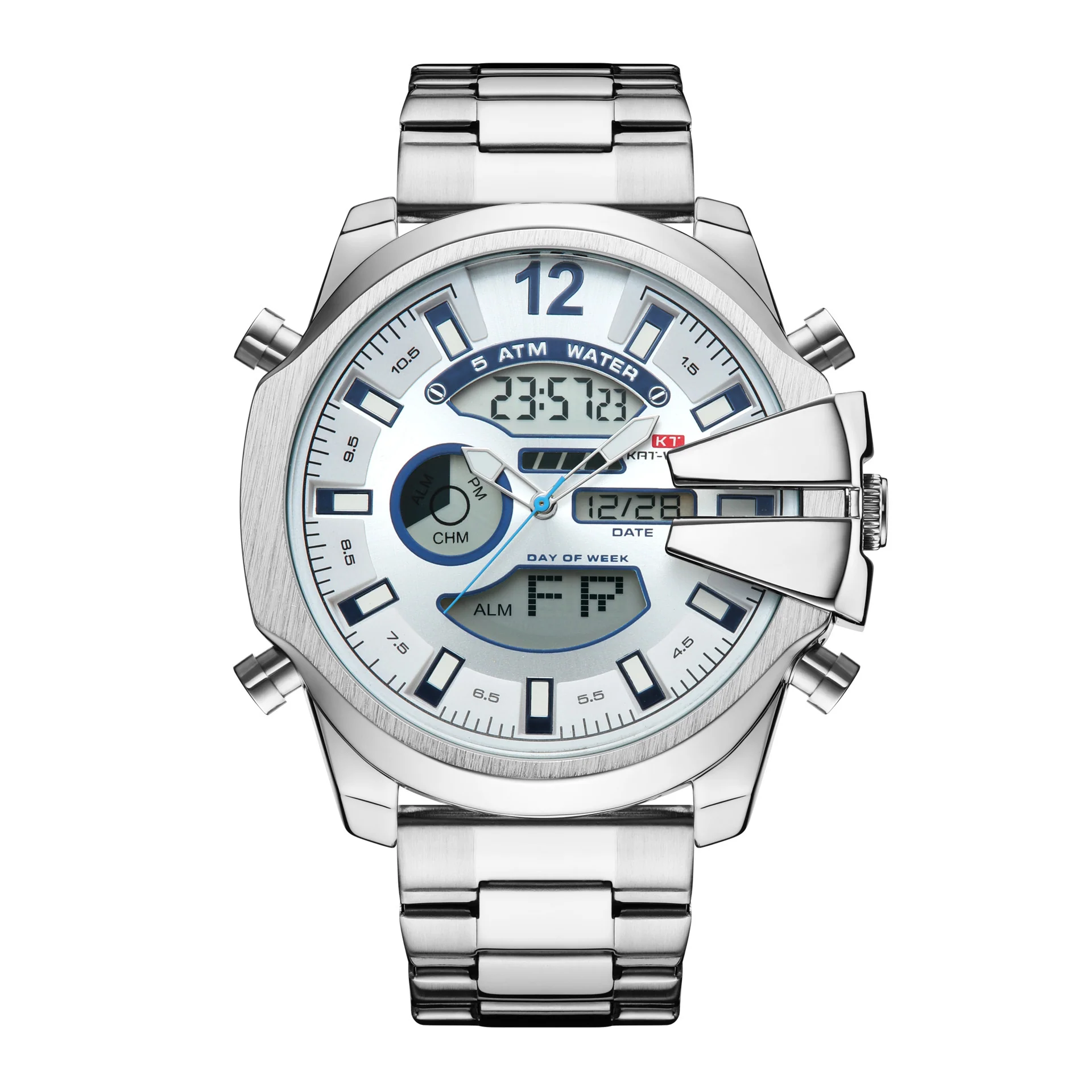 KAT 1183 Double Display Alarm Clock Led Sports Steel Watch for Men - Image 7