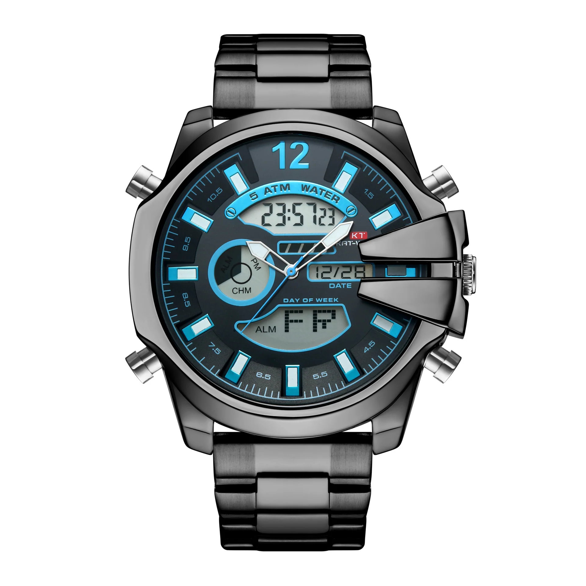 KAT 1183 Double Display Alarm Clock Led Sports Steel Watch for Men - Image 9