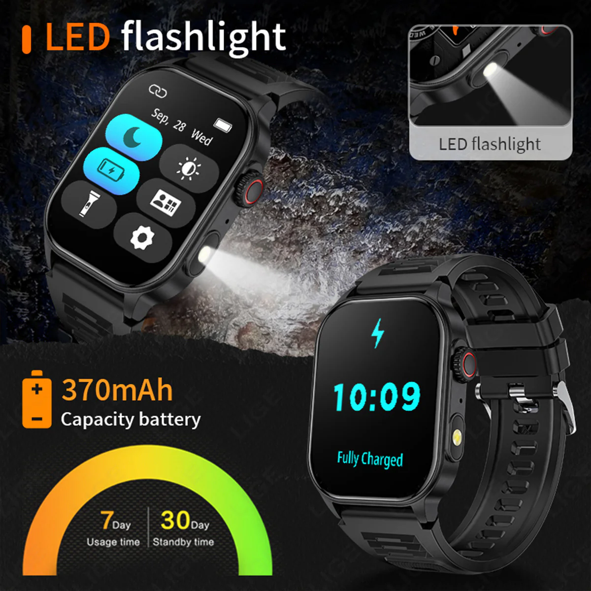 KM02 Smart watch 2" Bluetooth Sports Heart Rate Blood Pressure Health Monitoring Watch - Image 3