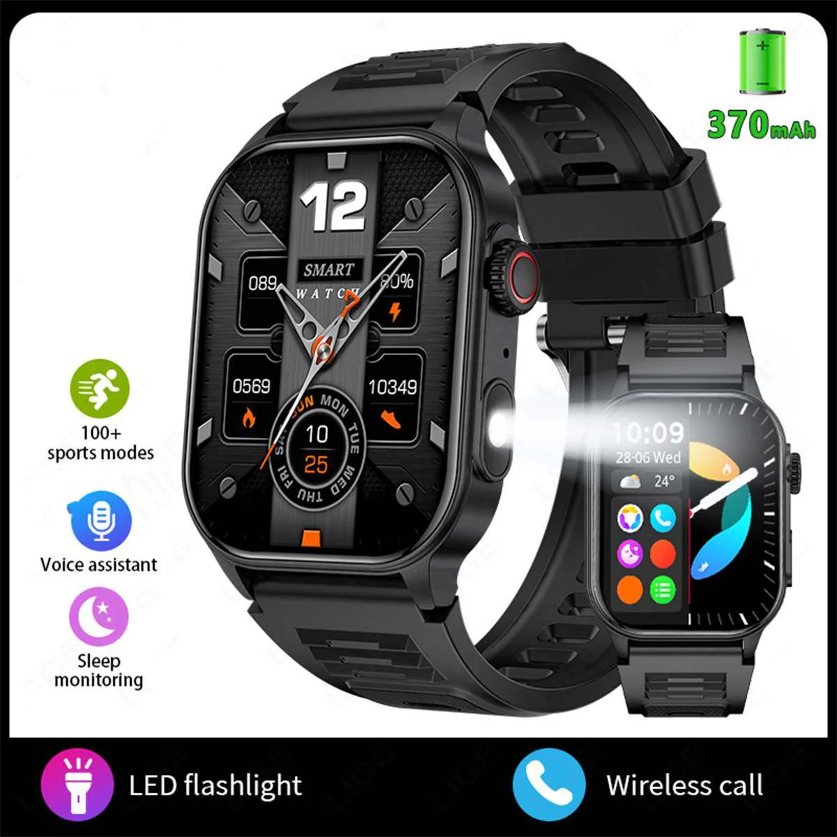 KM02 Smart watch 2" Bluetooth Sports Heart Rate Blood Pressure Health Monitoring Watch - Image 5