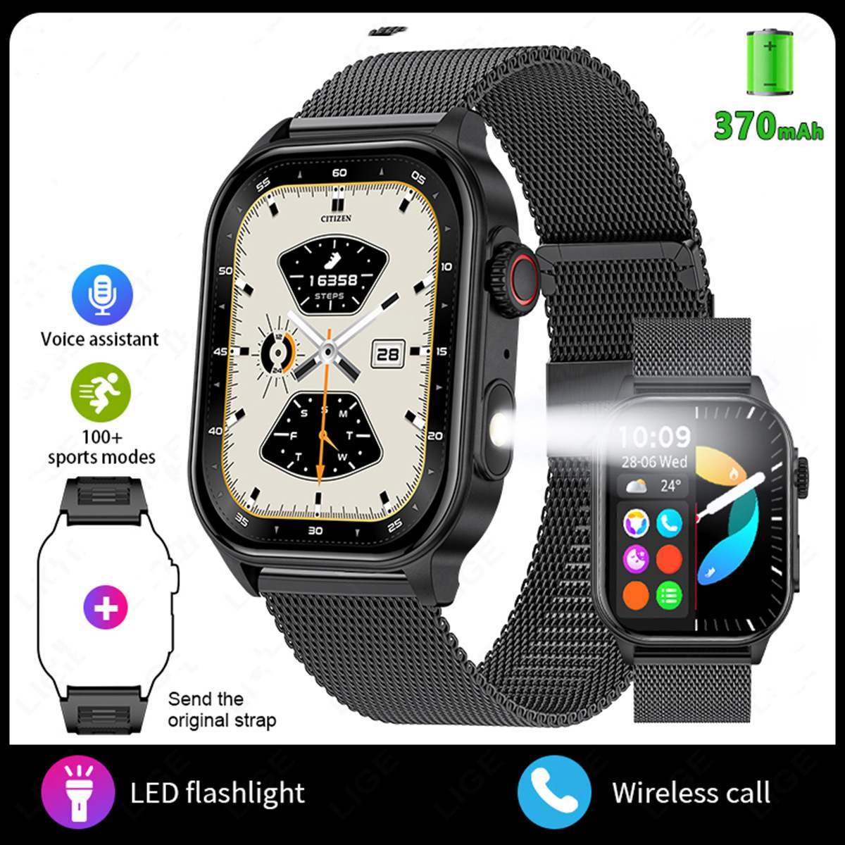 KM02 Smart watch 2" Bluetooth Sports Heart Rate Blood Pressure Health Monitoring Watch - Image 6