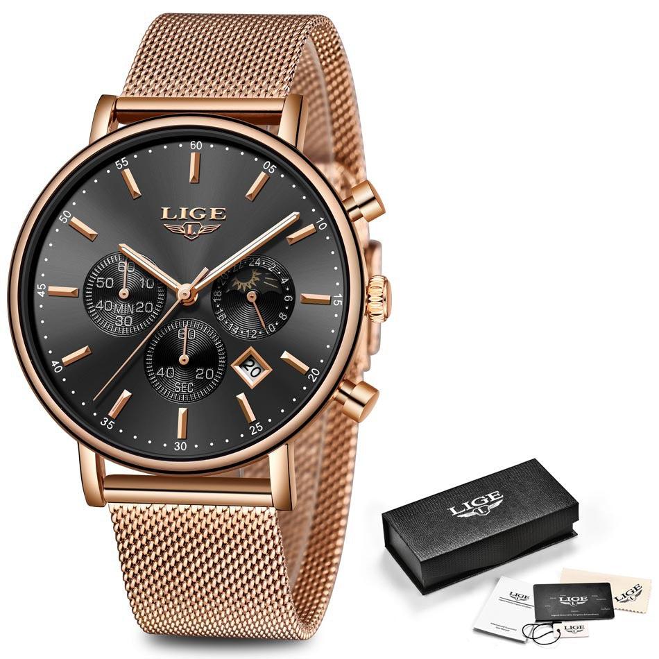 Lige Quartz Watch Analog Business Watch For Men & Women 9894 - Image 10
