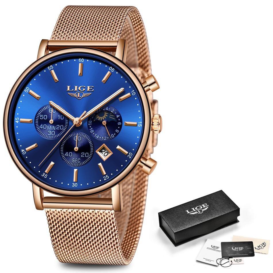Lige Quartz Watch Analog Business Watch For Men & Women 9894 - Image 5