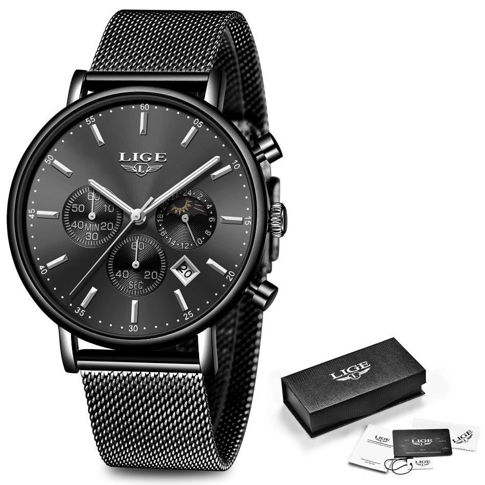 Lige Quartz Watch Analog Business Watch For Men & Women 9894 - Image 6