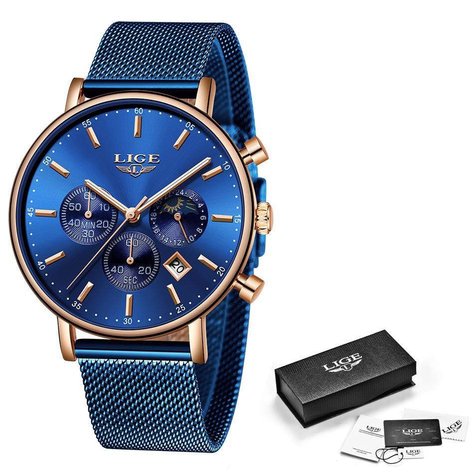 Lige Quartz Watch Analog Business Watch For Men & Women 9894 - Image 7