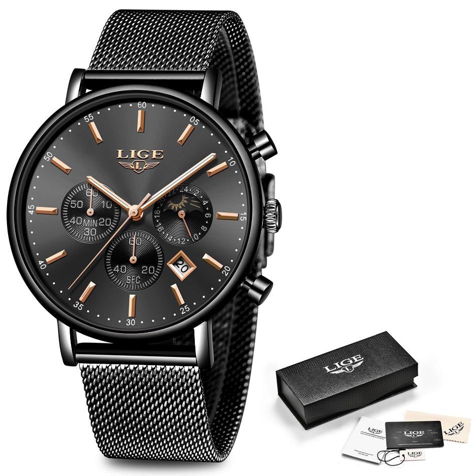 Lige Quartz Watch Analog Business Watch For Men & Women 9894 - Image 9