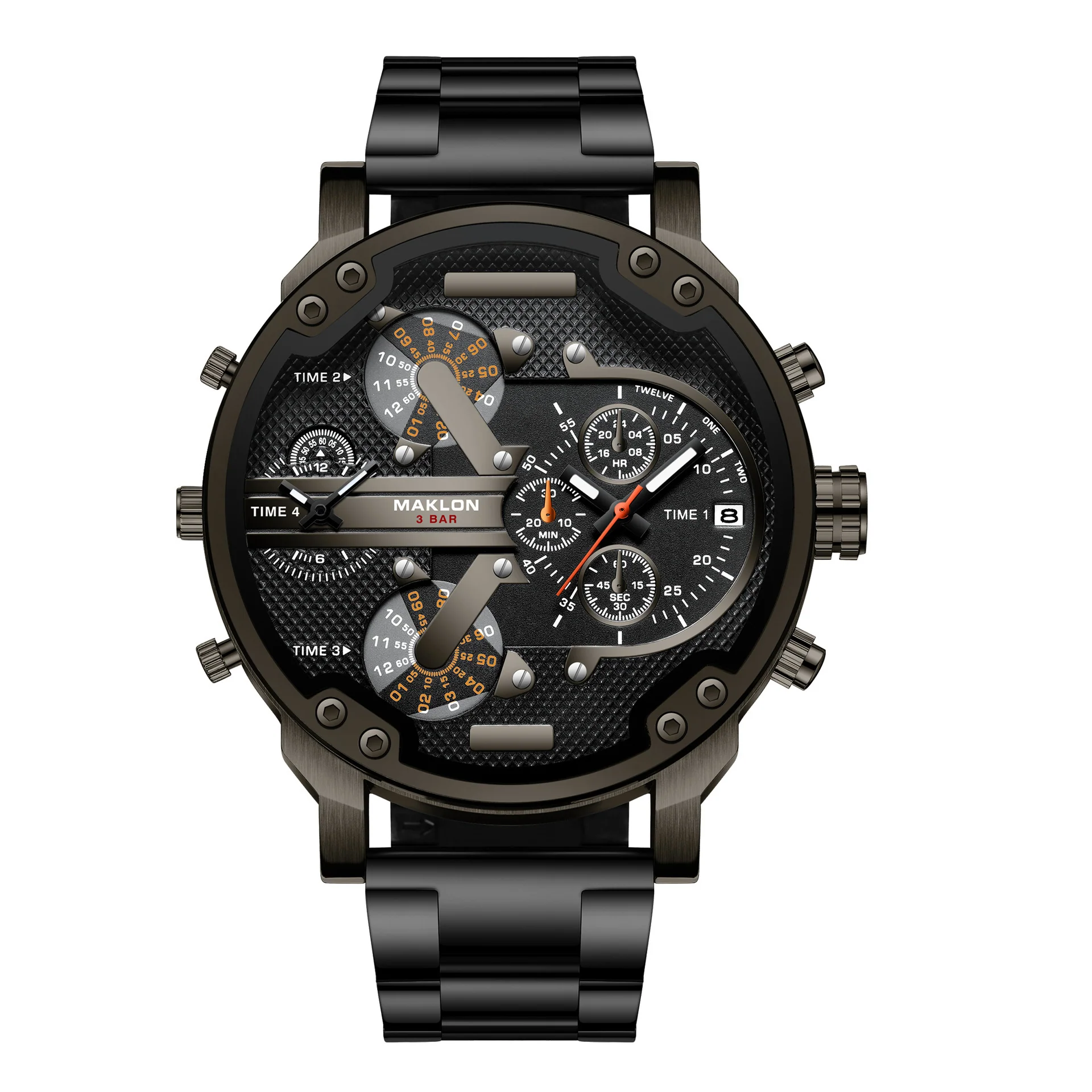 Maklon Large Dial 2 Time Quartz watch for Men - Image 5
