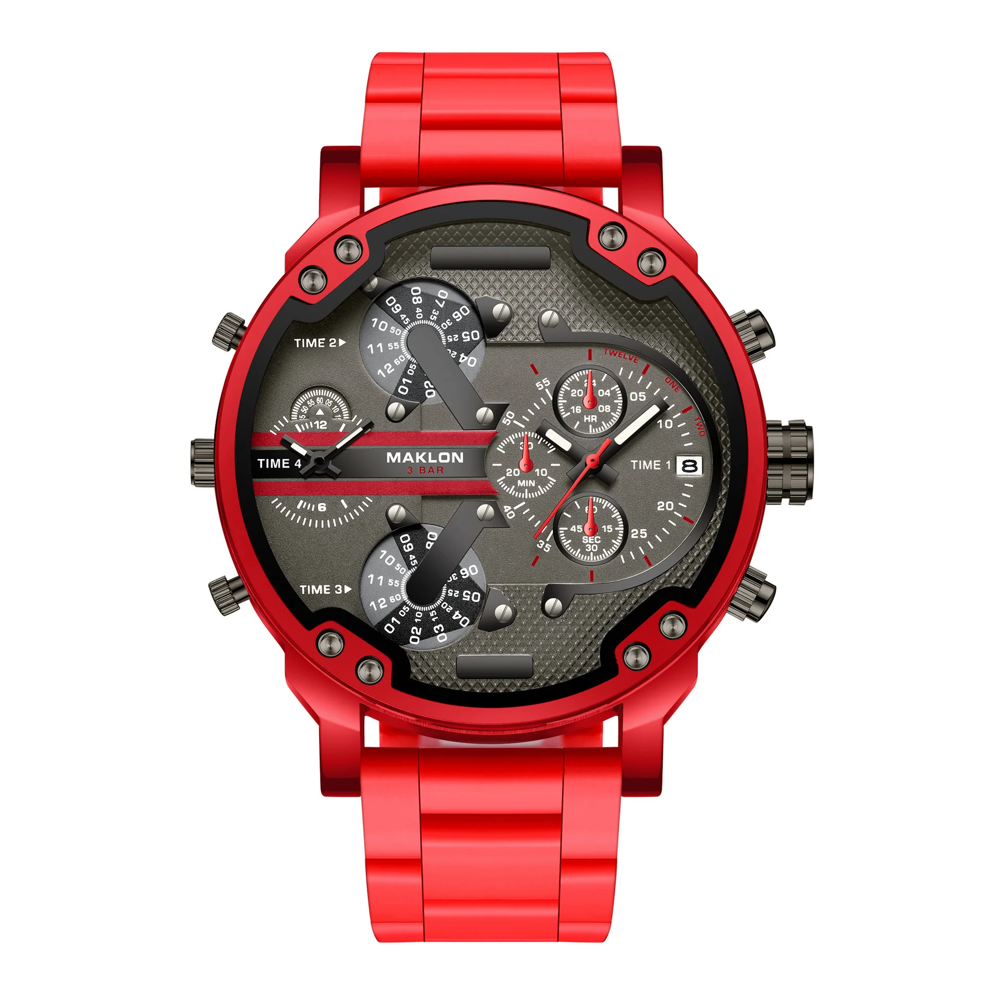 Maklon Large Dial 2 Time Quartz watch for Men - Image 8