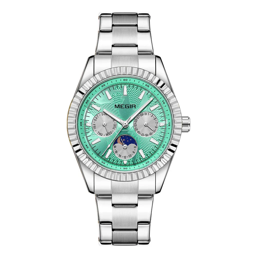 Megir 1102 Lunar Phase Steel-Strap Waterproof Quartz Watch for men - Image 6