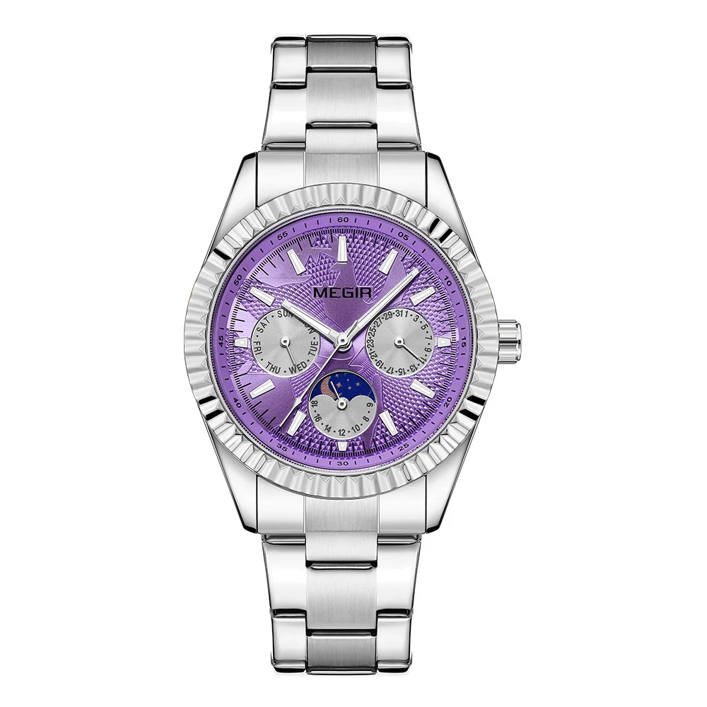Megir 1102 Lunar Phase Steel-Strap Waterproof Quartz Watch for men - Image 7