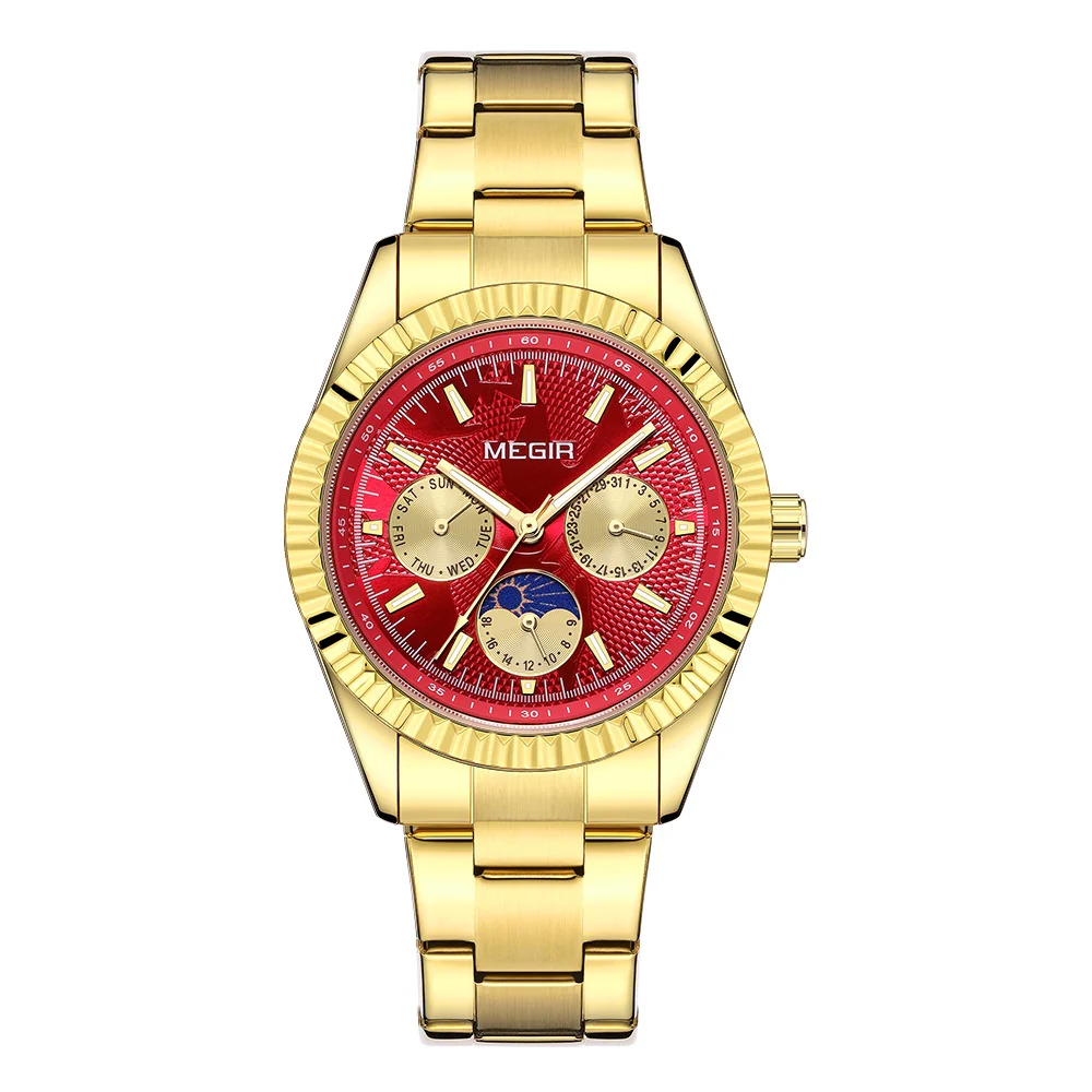 Megir 1102 Lunar Phase Steel-Strap Waterproof Quartz Watch for men - Image 8