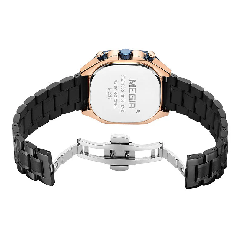 Megir 2217G Square Steel Strap Luminous Quartz watch for men - Image 8
