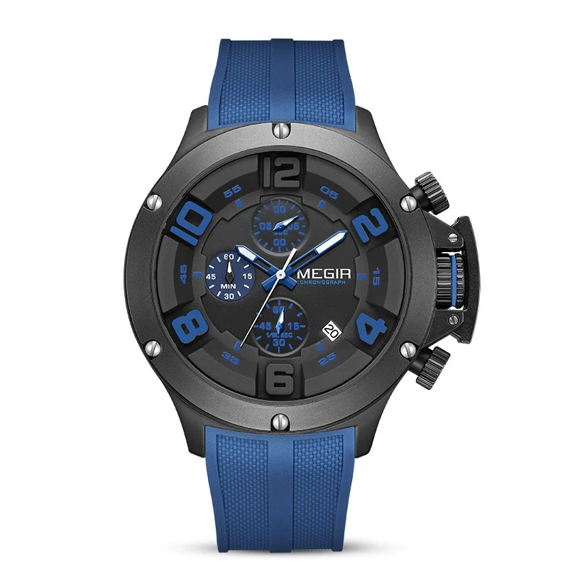 Megir MN8115G Multi-function Chronograph Sports Quartz Watch Silicone Band For Men - Image 4