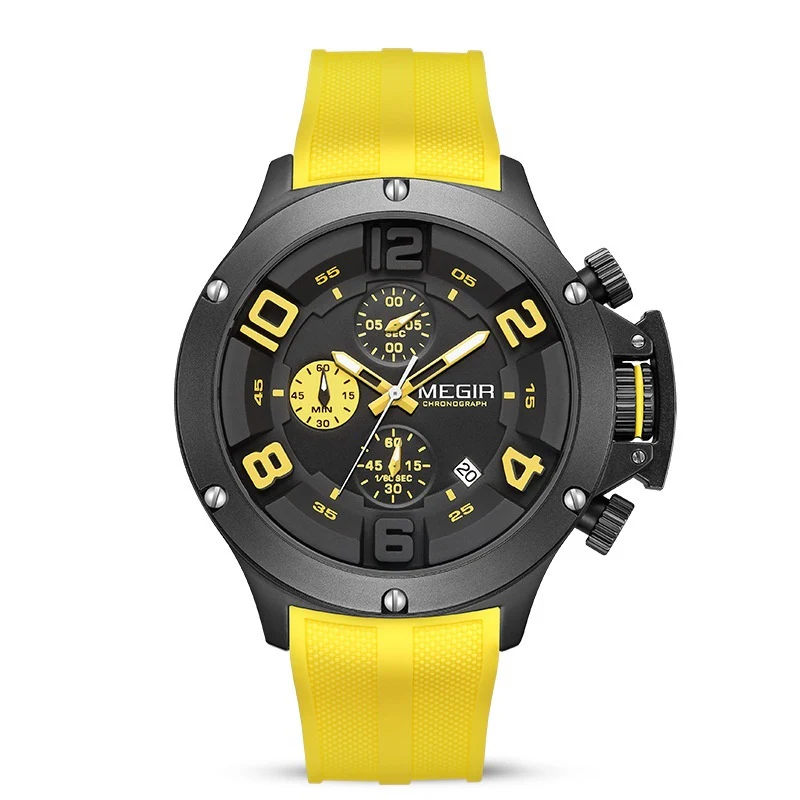 Megir MN8115G Multi-function Chronograph Sports Quartz Watch Silicone Band For Men - Image 7
