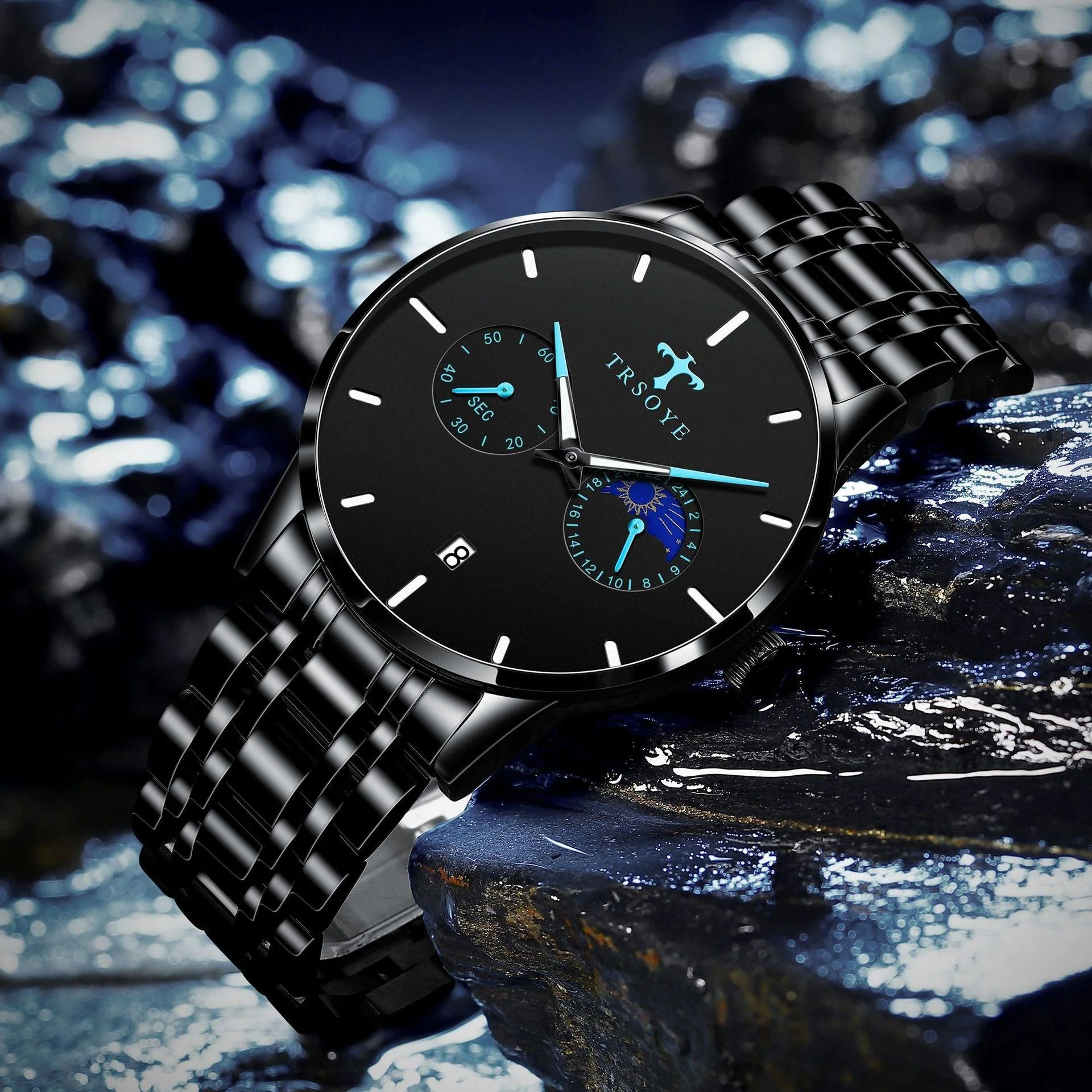 TRSOYE TRS658 Men's Casual Waterproof Steel Belt Quartz Watch - Image 9