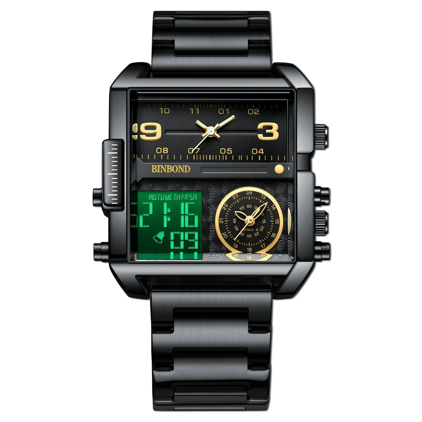 BINBOND Men's Fashion Large Dial Multi-functional Sports Quartz Watch - Image 11